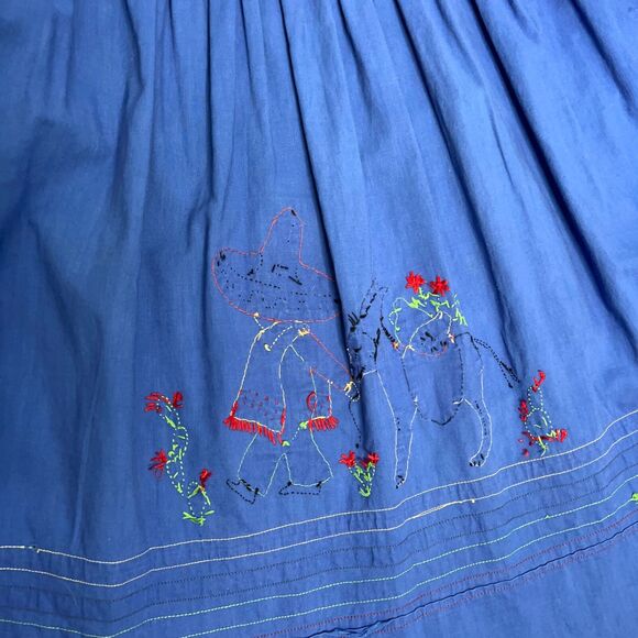 Vintage Mexican Hand Made Apron Appliqué Embroidered Hand Stitched - Picture 5 of 6